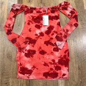 NWT Red Tie-Dye Off-Shoulder Dress Small